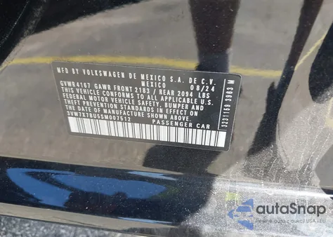 2025 Volkswagen Jetta 1.5T Se z USA, uszkodzony, nr VIN 3VW7X7BU5SM007512